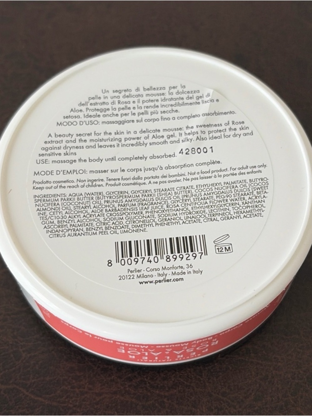 Perlier ROSA and ALOE Hydrating Body Mousse 200 ml 6.7 fl. oz. SEALED - Picture 3 of 5